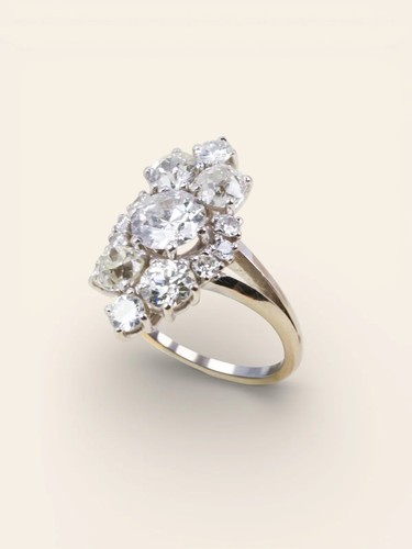Bague marquise blanc - bague, or