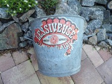 Ancienne lessiveuse en zinc,galva,avec son couvercle,décoration,fleurs