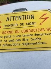 Plaque Emaillee Ancienne XL  20 Cm danger Mort  Machiniste atelier Conducteur Nu