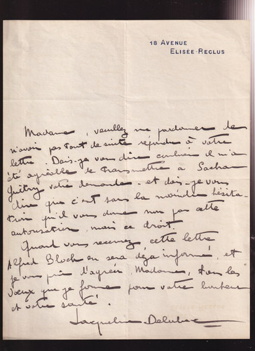 Jacqueline delubac rare lettre - jacqueline,