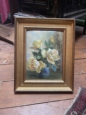 G. Danset – Roses jaunes – Reproduction en relief Cadiou / Cadem – Cadre doré