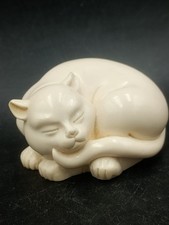 Statuette De Collection Chat Japonais En Résine Blanche Franklin Mint 1986