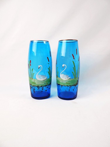 Paire vases verre bleu - vases,