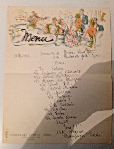 Menu champagne ernest irroy - champagne,