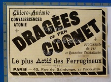 DRAGEES DE FER COGNET Chloro anémie pharmacie  publicite advert 1900