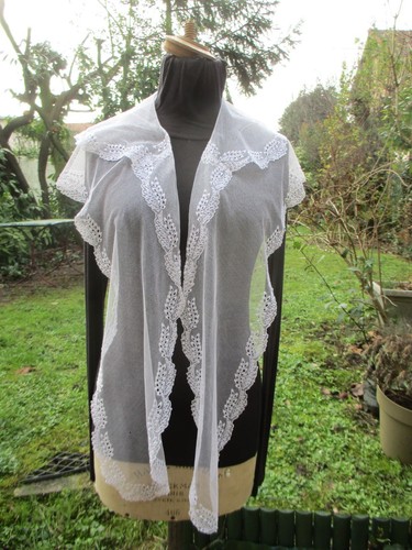 Col châle tulle - tulle, main
