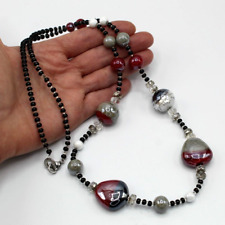 Collier Vintage de Perles de Verre de MURANO Venise Signé ANTICA MURRINA L.81 cm