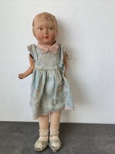 Ancienne Poupée Tête Papier Mâché Corps Paille Bras Bois A Restaurer Vintage