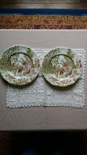 2 ASSIETTES EN FAIENCE LUNEVILLE k g TRADITION DECOR ANIME CAMPAGNARD