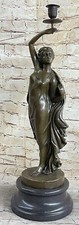 Sculpture Bronze Fille Statue Classique Dame Statuette Support De Bougie Cadeau