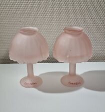PAIRE DE PHOTOPHORE BOUGEOIR VERRE DÉPOLI ROSE BERGÈRE DE FRANCE LAMPE DE FÉE 