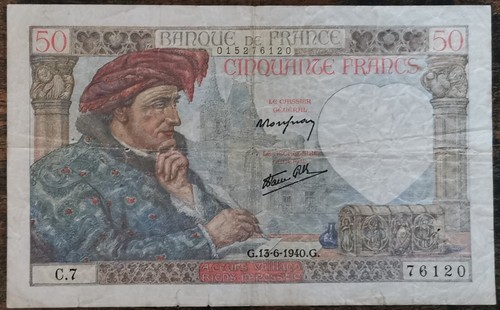 Billet francs jacques coeur - francs,