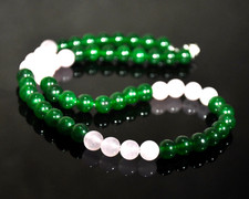 Naturel Vert Jade Et Rose Quartz Perlé Collier, 8mm Rond Pierre Précieuse Perles