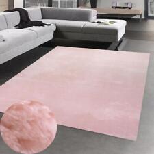 Tapis Shaggy longs poils lavable antidérapant rose