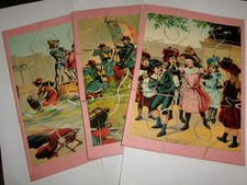 3 anciens puzzles en bois années 1900 - chromos -imprimerie Tourangelle Tours