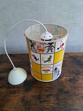 Suspension vintage rétro enfant – Abat-jour décor coloré 25 cm – Années 60/70