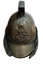 Rare Casque Campagnard Des Sapeurs Pompiers De CHARS Val d'Oise Plaque à L'aigle