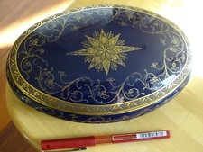 LIMOGES THARAUD BELLE GRANDE BOITE BONBONNIERE PORCELAINE BLEU DE SEVRES 19 cm