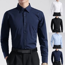 Blouse élégante à manches longues pour homme pour le travail des affaires et