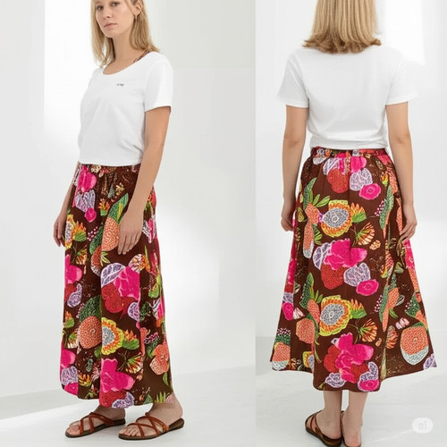 Jupe long froncé marron - long,