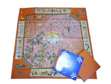 Authentique écharpe HERMES CARRE90 Neige d'Antan en soie #4572