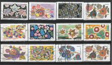 France 2025 : 12 timbres oblitérés - FLEURS  BRODEES.