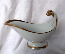 Saucière style Empire porcelaine de Paris - Limoges  tête de lion blanc et or