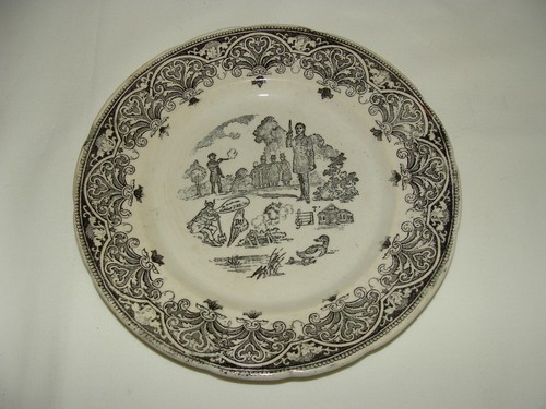 Ancienne assiette rebus - ancienne, canard