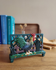 Porte-Serviettes de table décor Coq en Fonte émaillée vintage campagne française