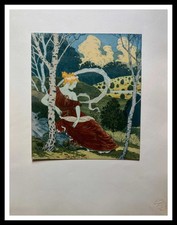 Eugène GRASSET : Dans les bois, Estampe moderne, Lithographie originale 1898
