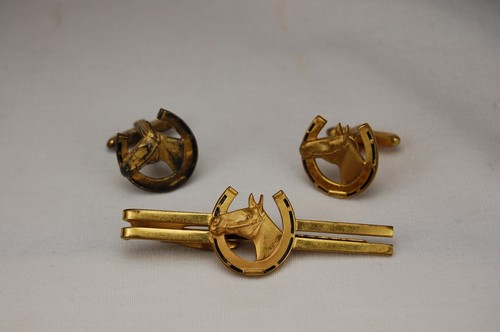 Vtg cufflinks tie - cufflinks, clip