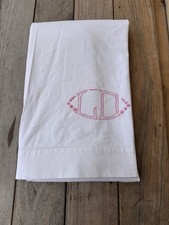 drap ancien en lin mono brodé