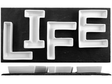 Plateau En Ardoise 40x20 4 Coupes En Porcelaine Life H&H