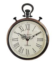 Ancienne horloge murale en bois 15 pouces fait main vintage horloge murale ma...