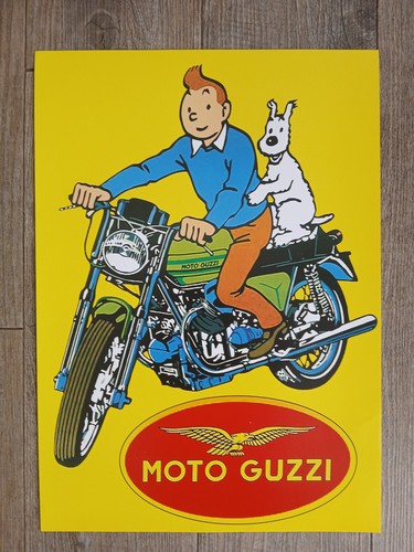 Tintin moto guzzi affiche - ,