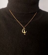 collier chat lune inoxydable doré