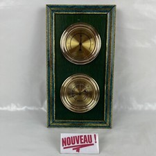 ➜BAROMÈTRE ANÉROÏDE THERMOMÈTRE EN BOIS ancien vintage instrument météo France