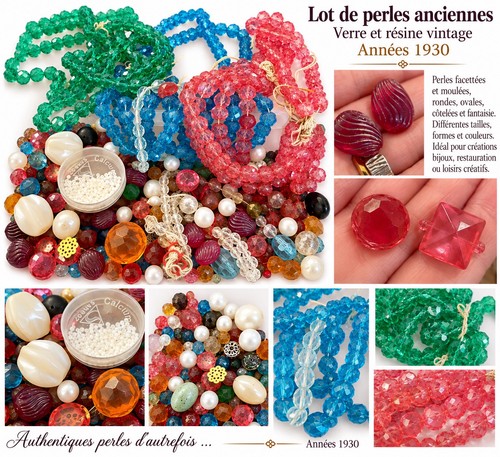 Lot perles anciennes - lot, vers