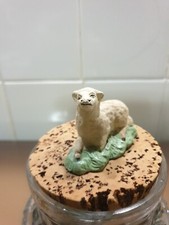 Ancien Santon Creche Noel Devineau Mouton Couché 4 Cm / 6,5 cm Taille 3 Floqué V