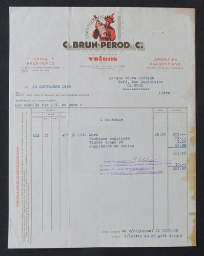 Facture voiron 1940 brun - facture,