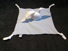 Doudou  plat lapin blanc rayé bleu et blanc Petit bateau Etat neuf