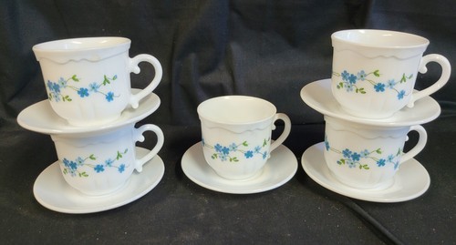 Tasses café fleurs bleues - tasses,