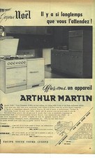 PUBLICITE ADVERTISING 1958   ARTHUR MARTIN  cuisinière & réfrigérateur bloc