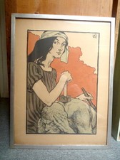 Eugène Grasset. Affiche avant la lettre pour exposition A. Falguière. 1898