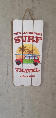 Plaque bois vintage - , surfer