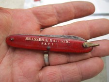 ANCIEN COUTEAU PLIANT PUBLICITAIRE BRASSERIE MAJESTIC SAFI MAROC JEU DE BAR 421