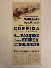 PROVENCE  AFFICHETTE CORRIDA  A  MARSEILLE  17 juin 1956 Parc Borély