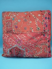 Ancien coussin indien brodé perle 40 x 40 cm (C7)