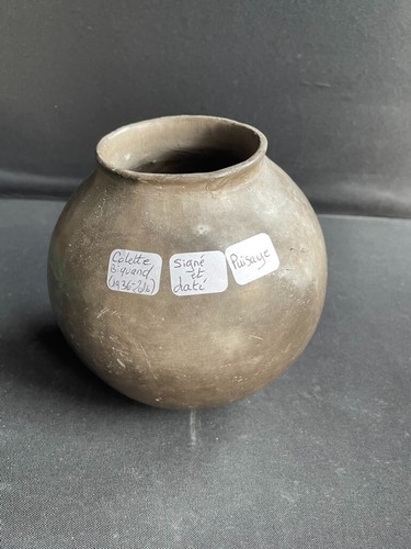 Vase boule grès - –,