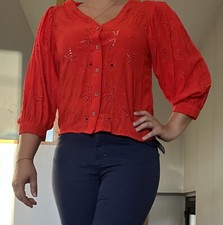 blouse manches 3/4 rouge